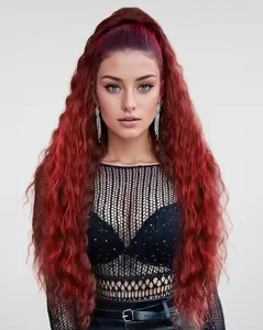 28 Inch Ponytail Extension Claw on Ponytails Long Wavy Curly Synthetic Fake Pony tail for Women Fluffy Natural Looking Hairpiece for Women Burgundy  elegant hair accessory