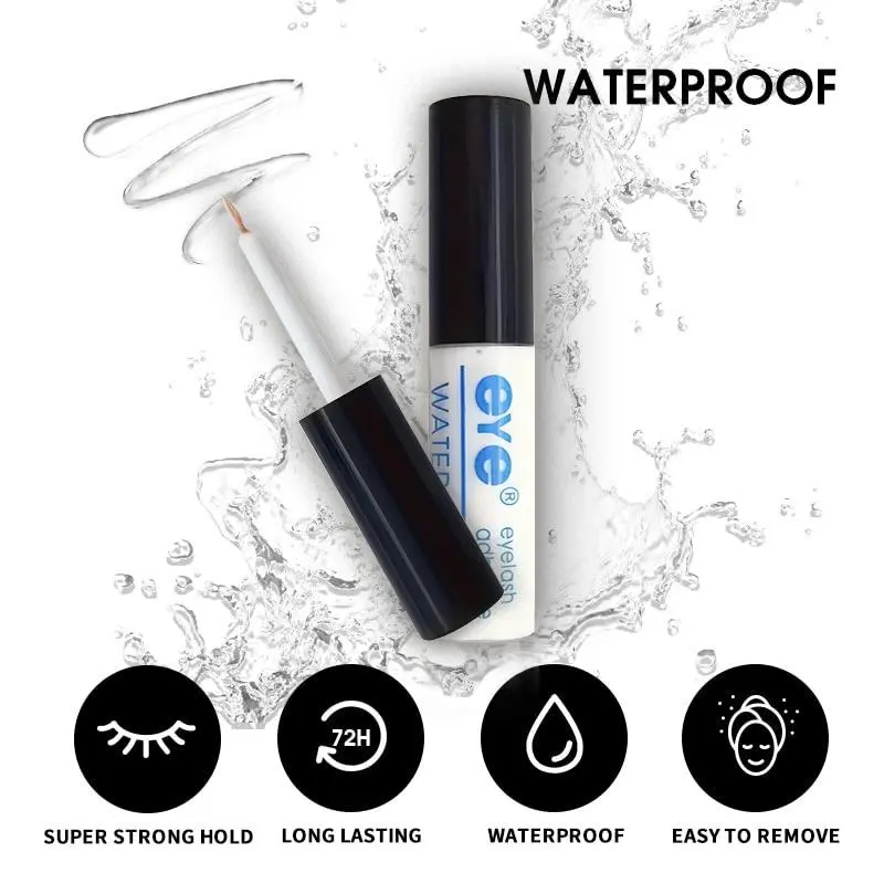 Beginner-Friendly Waterproof Eyelash Glue for Top & Bottom Lashes, with Precision Brush, Quick-Dry Non-Irritating Formula for Lash Extensions & False Lashes, Strong Adhesion, 2/4 Packs