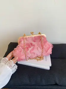Elegant Rose Design Evening Clutch Bag, Women's Party Polyester Handbag with Zip Closure, Stylish Crossbody Shoulder Bag, Fashionable Shoulder Bag