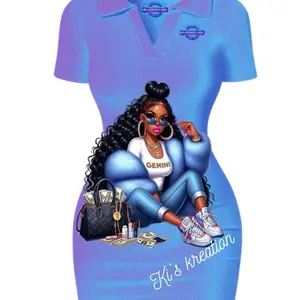 Gemini dress custom by Ki’s Kreation & more. Lady Summer Shortsleeve Comfort Casual Wear Collar