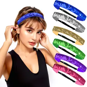 Women's Glitter Elastic Headband - Adjustable, Non-Slip Hair Accessory for Yoga, Fitness, Daily Hairstyle Fixing