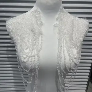 Clothing Accessories, Lace Embroidered, Embroidery Flowers, Handmade Glass Beads, Lace Floral Decorations, Floral Appliques, Embroidery Patch, DIY Materials for Dresses and Wedding Gowns
