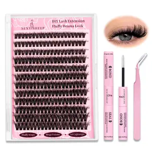 Lash Clusters 60D&80D&100D（3D）Long 14-20mm Volume Individual Lashes DIY Lash Extension Eyelash Extensions Strips Lashes Thick Individual Lashes Kit with Bond and Seal & Tweezers Beginner Friendly