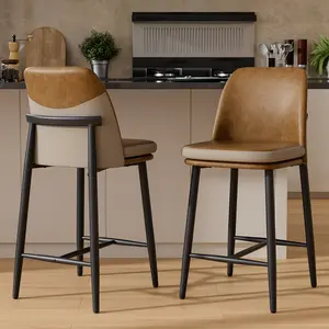 26" Counter Height Bar Stools with Ergonomic High Back, Modern Upholstered Bar Chairs for Kitchen Island, bar stools Set of 2, 350LBS Capacity,