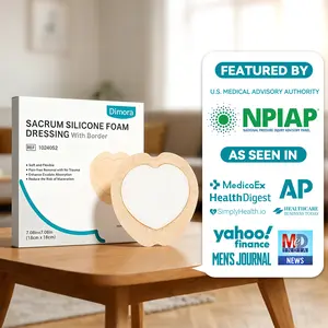Dimora 10 Pack Wound Dressing Sacrum Foam Bandages Silicone Adhesive Border 7"x7" Waterproof Sacral Pads Absorbent Breathable Bed Sore Pressure Dressing