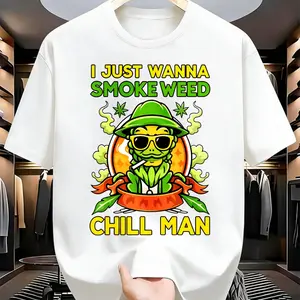 US Local Shipping | Funny 'Smoke Weed Chill Man' Frog Tee | Men's T-shirt | Relaxed Fit Cotton | Stay cozy and keep it chill with this hilarious graphic tee! #ChillVibes #StonerHumor