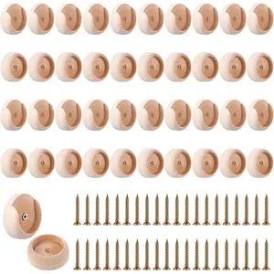 20 Sets Closet Pole Socket Wooden Closet Rod Holders, Fits 1-3/8" Pole Bracket Rod Support with Screws for Wardrobe Hallway Bathroom Clothing Store