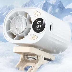 Strong Wind Portable Car Clip On Fan with LED Display, 199 Speeds 360° Rotation, 1800mAh 20Hr Battery, USB Rechargeable, for Car, Travel, Camping, Home, Office