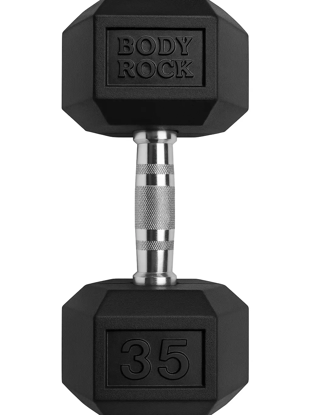 35lb Rubber Hex Dumbbell Single Durable Free Weight for Strength Training