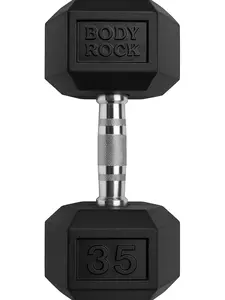35lb Rubber Hex Dumbbell Single Durable Free Weight for Strength Training