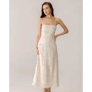 Apricot Jacquard Corset Slip Maxi Dress