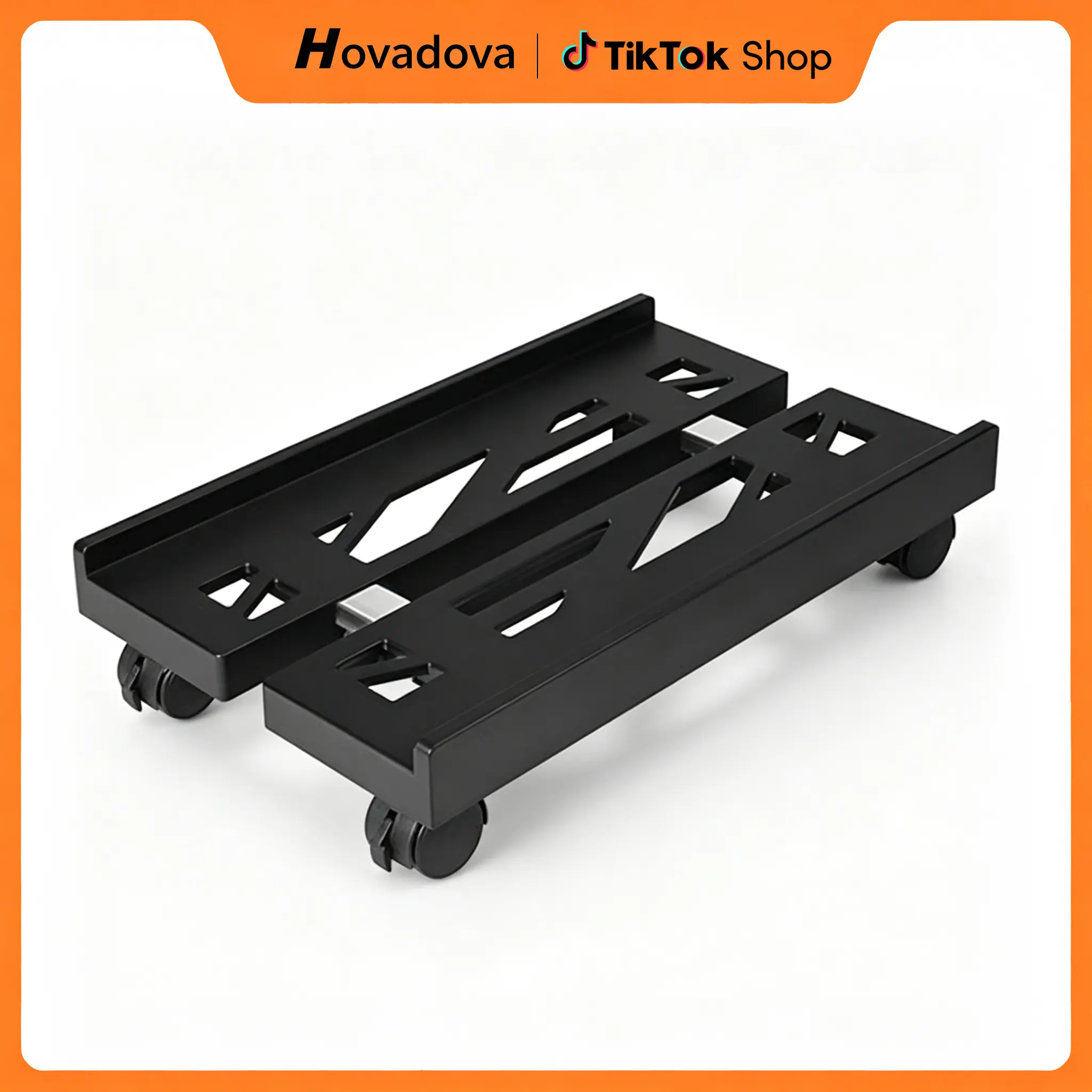 Adjustable Ventilated PC Tower Stand - Black Under Desk/Floor CPU Holder Cart Riser, Compatible with Most Gaming PC Towers