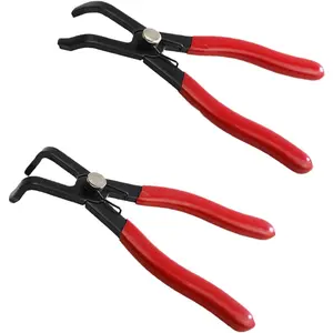 2- Push Pin Pliers Set with 30  and 80  Offset , Spring  and Plastic Spraying, Auto Clip  Kit for Easily Removing Trim Plastic Fasteners, Rivets, Clips (Black)