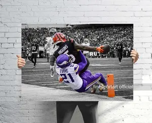 Tee Higgins Goal Line Stretch Unframed Poster - Cincinnati Football Action Highlight Print - Incredible Catch Wall Art - Gridiron Fan Room Decor Art Print