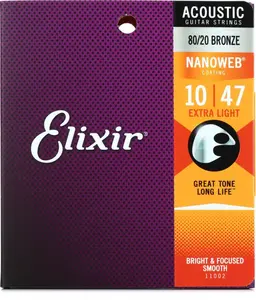 Elixir Acoustic Guitar Strings Nanoweb 80/20 Bronze