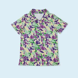 Men's Mardi Gras camouflage short sleeve polo shirt