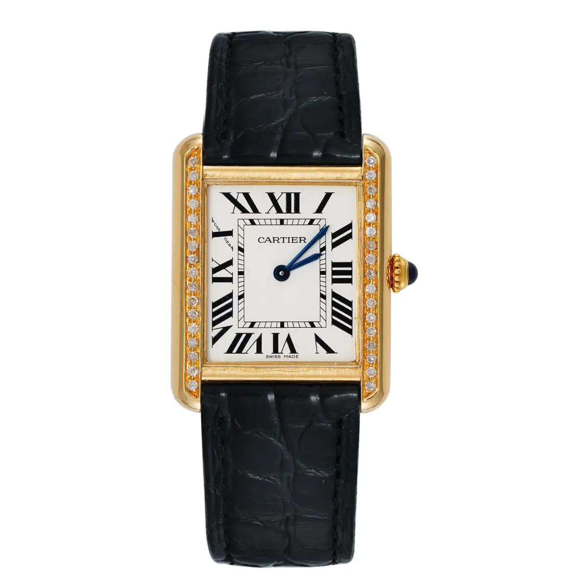 Cartier Tank Solo W5200024 Quartz 24.4×31mm Silver Roman Dial Steel & 18K Rose Gold Diamond Bezel Women's Watch WHP042961