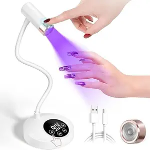 AORAEM UV LED Nail Lamp, Rechargeable Gooseneck Lamp for Gel x Nails 12W Quick Dry LED Nail Light Nail Dryer with 4 Timers & Auto Sensor, Professional Flash Cure Light for Gel Nails Home DIY White Manicure Polish