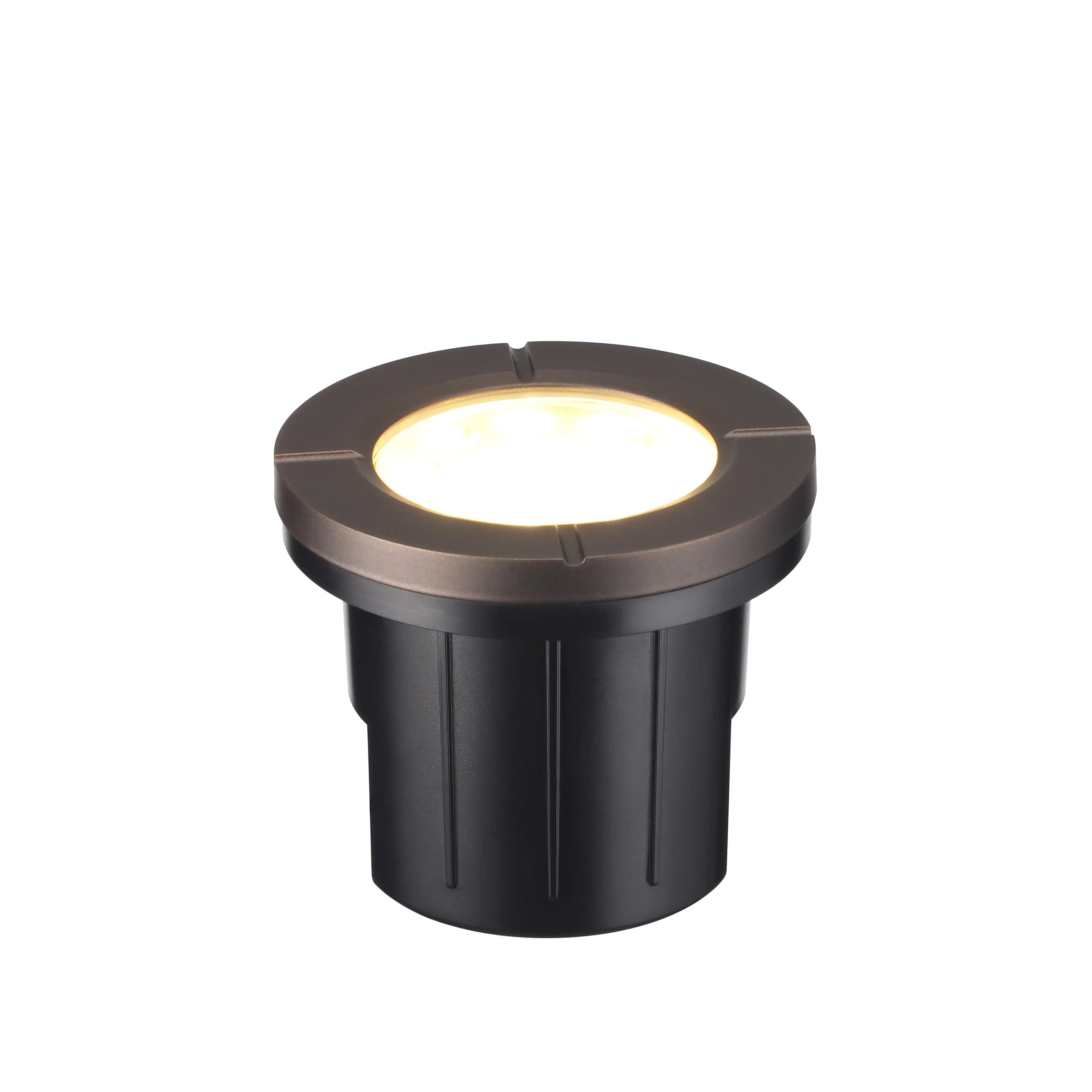 LeonLite Low Voltage Aluminum In-Grade Well Light Landscape Lighting (Wire Needed) - Black/Brown - 3000K