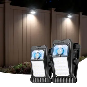 FABSTYL Solar Clip Lights with Motion Sensor,IP65 Waterproof Wireless Security Lighting for Yard, 4-Color Adjustable Outdoor Solar Flashlight with Remote Durable High Lumens 2 Pack
