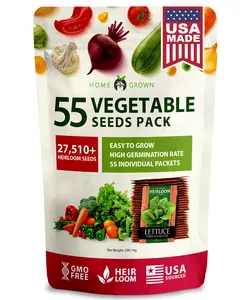 55 Vegetable Seed Pack - 27,000 Heirloom Seeds - Non-GMO - High Germination Varieties - Homestead Survival Pack