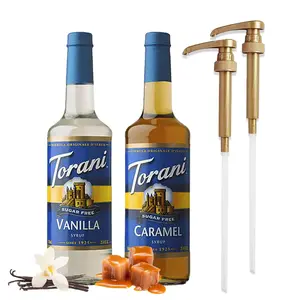 Torani Sugar-Free Caramel & Vanilla Coffee Syrup Variety Pack – 2 x 25.4 fl oz Bottles + 2 Dispensing Pumps – Keto Friendly, Zero Calorie Drink Mix