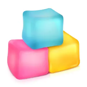 Stress Cube Fidget Toy Set 3Pcs Anxiety Relief Ice Cube Squeeze Decompression Soft Sensory Ball for Kids Teens Adults Gift in Vibrant Colors Durable Plastic Slow Rebound Portable Size