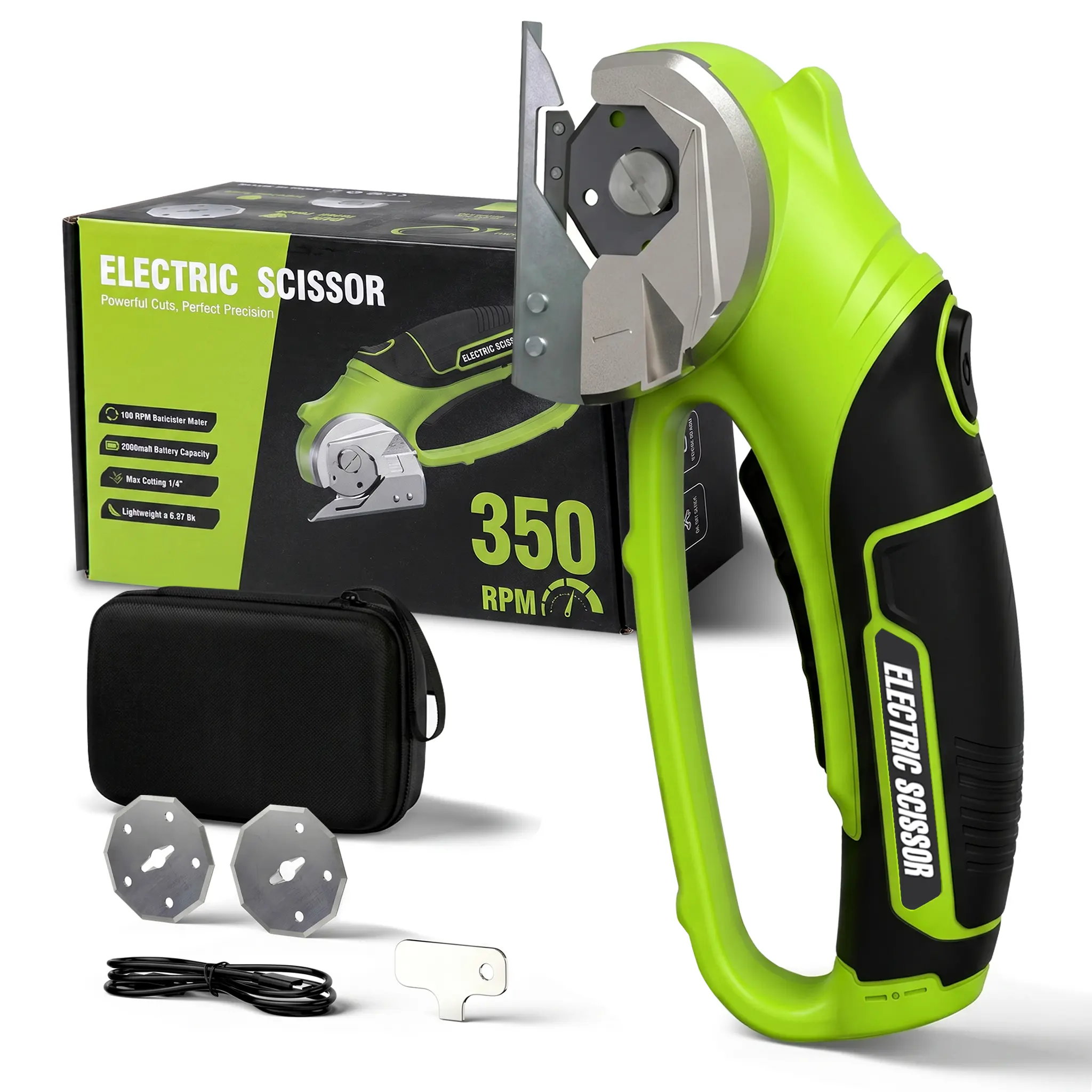 Upgraded 4V Cordless Electric Scissors, Cardboard Cutter with 3 Blades,Case, USB Charging, Max Cutting 1/4" Rotary Box Cutter for Cardboard, Carpet & Plastic, Lightweight & Arthritis Friendly