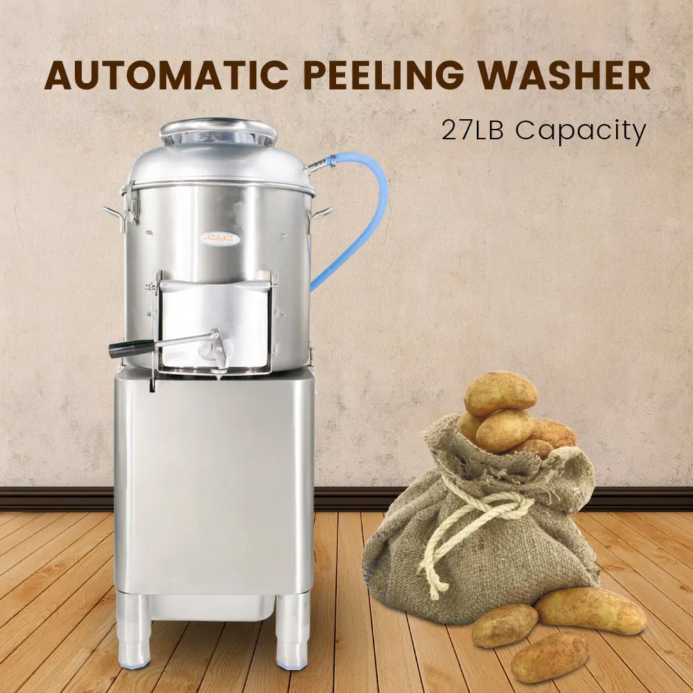 Hakka Commercial Electric Potato Peeler Machine, 27 lb Automatic Vegetable Peeler and Washer, 500 lb/Hour Restaurant Equipment Machine with 4-Minute Timer, 110V/60Hz or 230V/50Hz