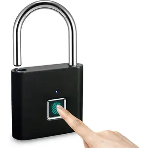 Fingerprint Lock, Fingerprint Padlock, Smart Padlock, Locker Locks, Smart Lock with USB Rechageable, Suitable for Gym Locker, School, Sports, Storage (Black)