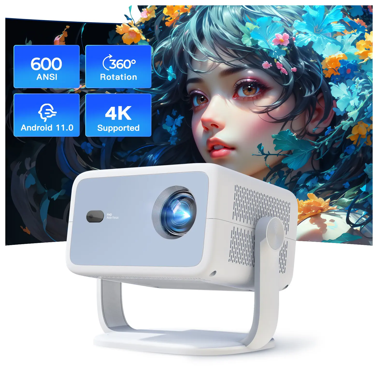 [ 800 ANSI Lumens ] L018 Projector Native 1080P, Electric Focus/Auto Keystone, Smart Proyector with Apps Built-in, WiFi and Bluetooth Projector for Home/Outdoor Movies/Bedroom (2026 Upgrade)