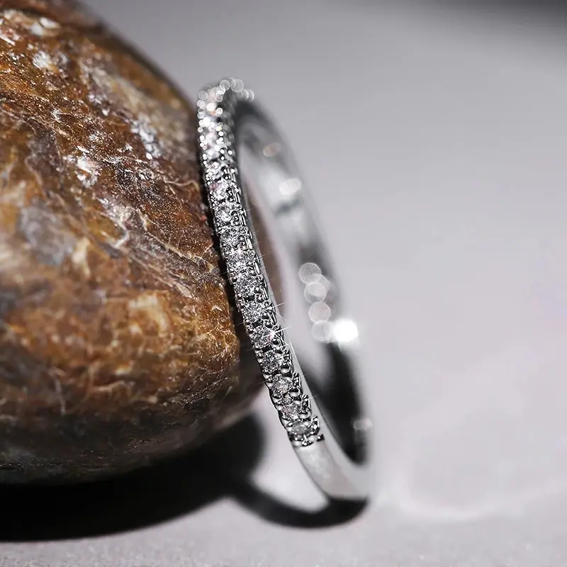 JEWEL-4U - 925 Sterling Silver Crystal Wedding Engagement Rings For Women Girls Fashion Jewelry Valentines Day Gift
