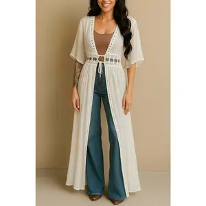 Boho Breeze Lace Long Duster