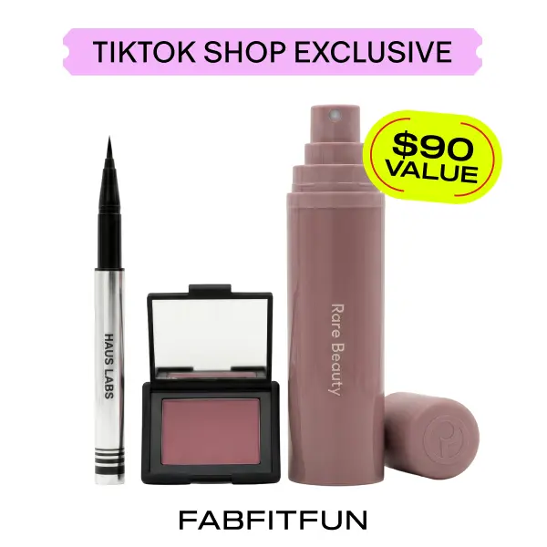 FabFitFun Soft Glam Makeup Set ($90 Value!) | Haus Labs, NARS, Rare Beauty | Eyeliner, Blush, Hair & Body Fragrance Mist