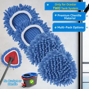 Chenille Duster Replacement Heads for O-Cedar Rinse Clean 2 Tank System 2026 Unique Design Turn Mop into Long-Handle Duster Dry Cleaning Trap Pickup