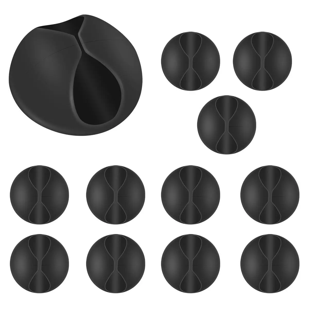 TKYPZY 12 Pack Black Cable Clips High-Quality Thermoplastic Rubber Cord Organizer for Desk Nightstand Office Home Car Easy to Use Adhesive Charger Wire Holder