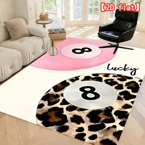 2D flat pink leopard print lucky ball creative design, suitable for home decoration, office, or holiday gifts, velvet colored carpets can be machine washed, Animal Printed Rug, Home Decorative Rug, Decorative Area Rug