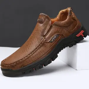Men's Casual Round Toe Slip On Loafers - Solid Color PU Upper, Anti-Skid Rubber Sole - Outdoor Walking Shoes for Spring & Autumn | Wear Resistant | Comfortable Fit