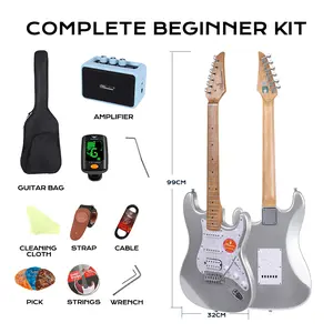 Bullfighter MS100S Electric Guitar Beginner Kit – 39 Inch Solid Body Lightning Blue, Full Starter Set with Gig Bag, Strap, Tremolo Arm, Cable & Picks – Perfect for Adults & Beginners