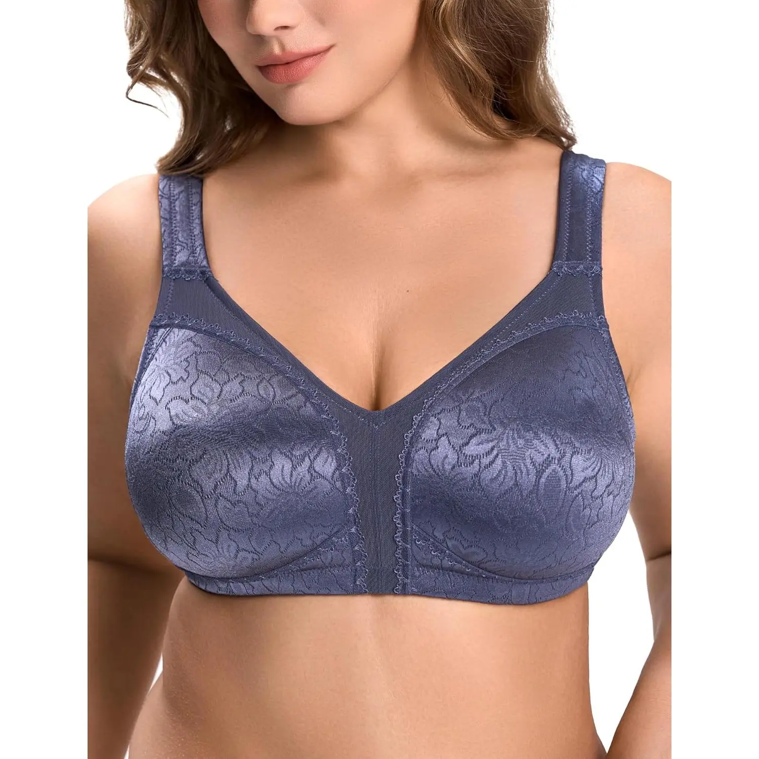 Wingslove Women’s Minimizer Bra Wireless Full Coverage Non-Padded Plus Size No Underwire Everyday Comfort