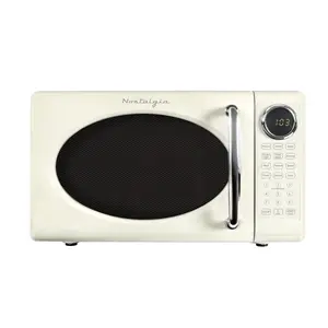 Nostalgia 0.7 cu ft Retro Microwave Oven, 700W Countertop Microwave Oven with 12 Cook Settings, Ivory