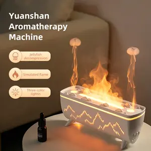 Desktop Ultrasonic Double-Spray Humidifier - Simulation Flame Aromatherapy Machine with Jellyfish Design, Essential Oil Diffuser for Home Aromatherapy, Aromatherapy For Home