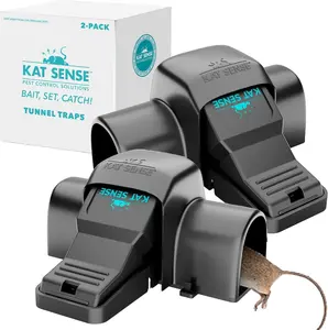 Kat Sense Tunnel Traps for Rat & Chipmunk 2-Pack Tunneled Design Prevents Accidental Triggers Quick Humane Home Protection Indoor & Outdoor Mouse Snap Traps