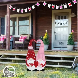 1Pcs Valentine's Day Garden Decoration Pile, Pink Love Dwarf Garden Decoration, Romantic Candlelight Dinner Style Creation Prop, Valentine's Day Outdoor Garden Decoration