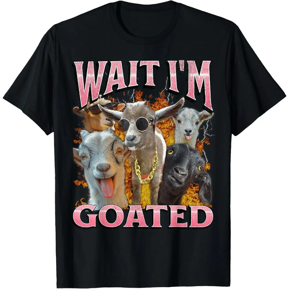 Wait I'm Goated Funny Offensive Goat Adult Humor Bootleg Y2K T-Shirt Tee summer graphic tees