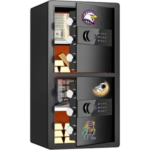 Safe Box, Heavy Duty 2-Door Home Safe, 6.5 Cub Office Safe with Fingerprint Lock & Alarm System for Cash, Documents and Valuables