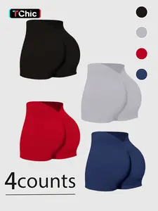 Women's High-Waist Seamless Workout Shorts, Tummy Control Design, High-Stretch Comfortable Activewear, Stylish Fitness Bottoms, Running Training Shorts