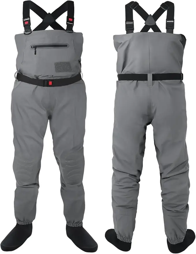 Unisex Breathable Stockingfoot Chest Waders, Lightweight Waterproof Nylon Waders for Fly Fishing, Professional Outdoor Sports Clothing Athletic Activewear