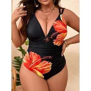 Plus Size Bikini Women Deep V Push Up Swimsuit - Sexy Back Slimming Bathing Suit For Vacation Beach Pool; Comfortable & Adjustable Two Piece Swimwear