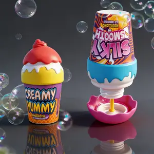 Upside-Down Ice Cream Bubble Cup – No Spills, Endless Fun! 2-Pack Magic Bubble Toy with Premium Liquid | Outdoor Summer Toy for Kids